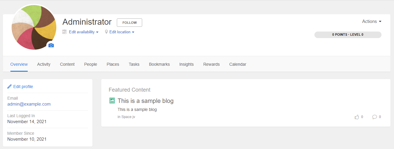 An example of featured content on the user's profile page.
