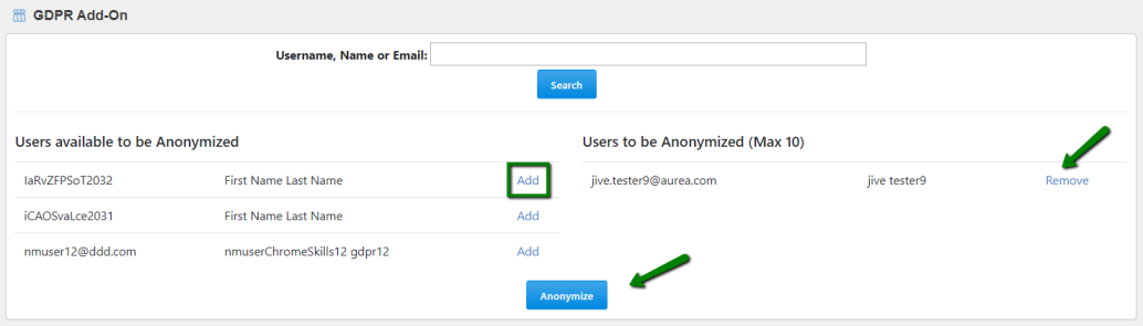 A GDPR Add-on page screenshot